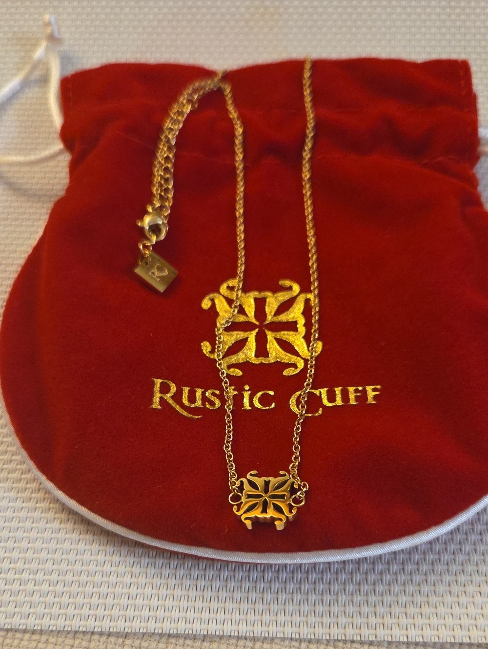 Rustic Cuff Gold Floral Medallion Necklace
